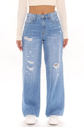 Give You Space Wide Leg Jeans - Medium Blue Wash Ins Street